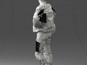 000419 Realistic Man Character in Motorcycle Suit Helmet Pose Full Body Scan 3D Model