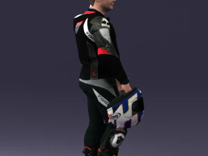000420 Realistic Man Character in Racing Suit Helmet Pose Full Body Scan 3dp 3D Print Model