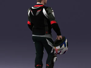 000420 Realistic Man Character in Racing Suit Helmet Pose Full Body Scan 3dp 3D Print Model