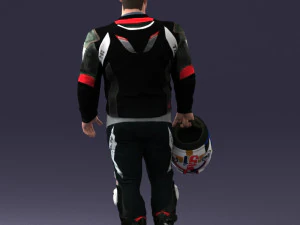 000420 Realistic Man Character in Racing Suit Helmet Pose Full Body Scan 3dp 3D Print Model
