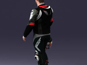000420 Realistic Man Character in Racing Suit Helmet Pose Full Body Scan 3dp 3D Print Model