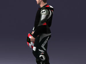 000420 Realistic Man Character in Racing Suit Helmet Pose Full Body Scan 3dp 3D Print Model