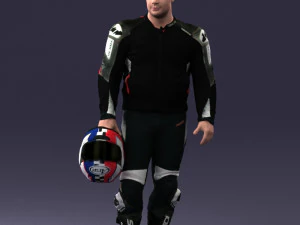 000420 Realistic Man Character in Racing Suit Helmet Pose Full Body Scan 3dp 3D Print Model