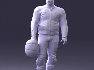 000420 Realistic Man Character in Racing Suit Helmet Pose Full Body Scan 3dp 3D Print Model