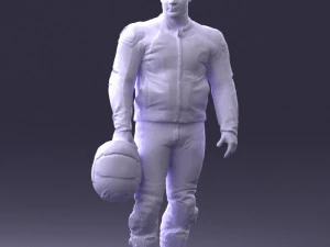 000420 Realistic Man Character in Racing Suit Helmet Pose Full Body Scan 3dp 3D Print Model