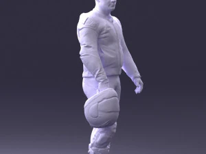 000420 Realistic Man Character in Racing Suit Helmet Pose Full Body Scan 3dp 3D Print Model