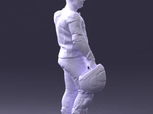 000420 Realistic Man Character in Racing Suit Helmet Pose Full Body Scan 3dp 3D Print Model