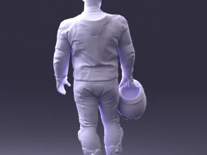 000420 Realistic Man Character in Racing Suit Helmet Pose Full Body Scan 3dp 3D Print Model