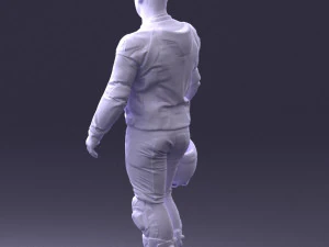 000420 Realistic Man Character in Racing Suit Helmet Pose Full Body Scan 3dp 3D Print Model
