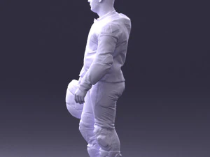 000420 Realistic Man Character in Racing Suit Helmet Pose Full Body Scan 3dp 3D Print Model