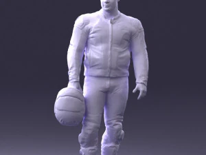 000420 Realistic Man Character in Racing Suit Helmet Pose Full Body Scan 3dp 3D Print Model