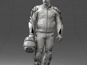 000420 Realistic Man Character in Racing Suit Helmet Pose Full Body Scan 3dp 3D Print Model