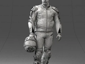000420 Realistic Man Character in Racing Suit Helmet Pose Full Body Scan 3dp 3D Print Model