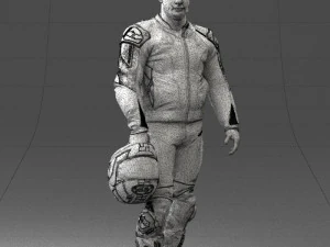 000420 Realistic Man Character in Racing Suit Helmet Pose Full Body Scan 3dp 3D Print Model