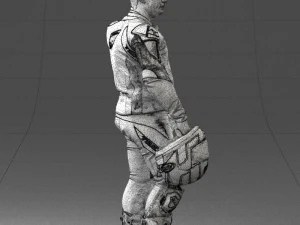 000420 Realistic Man Character in Racing Suit Helmet Pose Full Body Scan 3dp 3D Print Model