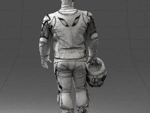 000420 Realistic Man Character in Racing Suit Helmet Pose Full Body Scan 3dp 3D Print Model