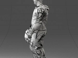 000420 Realistic Man Character in Racing Suit Helmet Pose Full Body Scan 3dp 3D Print Model