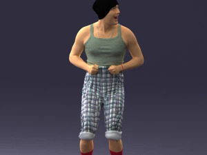 000421 Realistic Man Character Funny Pose Casual Outfit Full Body Scan 3D Model