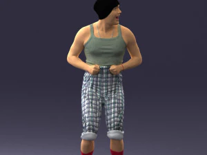 000421 Realistic Man Character Funny Pose Casual Outfit Full Body Scan 3D Model