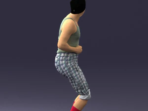 000421 Realistic Man Character Funny Pose Casual Outfit Full Body Scan 3D Model