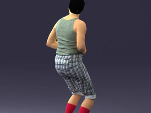 000421 Realistic Man Character Funny Pose Casual Outfit Full Body Scan 3D Model