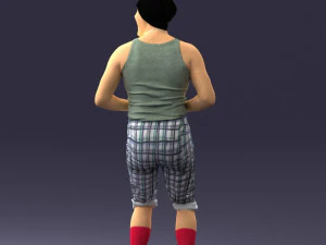 000421 Realistic Man Character Funny Pose Casual Outfit Full Body Scan 3D Model