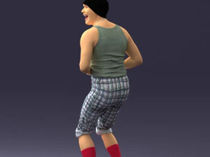 000421 Realistic Man Character Funny Pose Casual Outfit Full Body Scan 3D Model