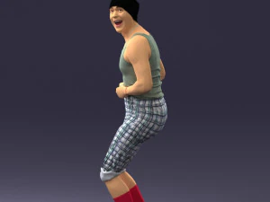 000421 Realistic Man Character Funny Pose Casual Outfit Full Body Scan 3D Model