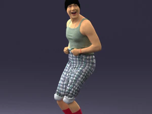 000421 Realistic Man Character Funny Pose Casual Outfit Full Body Scan 3D Model