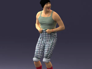 000421 Realistic Man Character Funny Pose Casual Outfit Full Body Scan 3D Model
