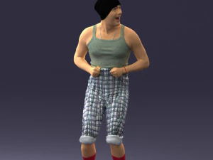 000421 Realistic Man Character Funny Pose Casual Outfit Full Body Scan 3D Model