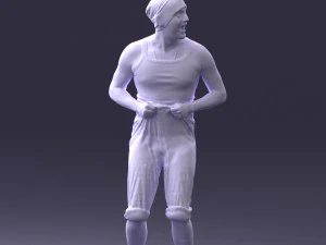 000421 Realistic Man Character Funny Pose Casual Outfit Full Body Scan 3D Model