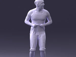 000421 Realistic Man Character Funny Pose Casual Outfit Full Body Scan 3D Model