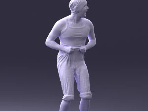 000421 Realistic Man Character Funny Pose Casual Outfit Full Body Scan 3D Model