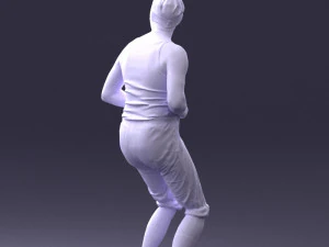 000421 Realistic Man Character Funny Pose Casual Outfit Full Body Scan 3D Model
