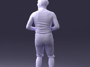 000421 Realistic Man Character Funny Pose Casual Outfit Full Body Scan 3D Model