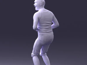 000421 Realistic Man Character Funny Pose Casual Outfit Full Body Scan 3D Model