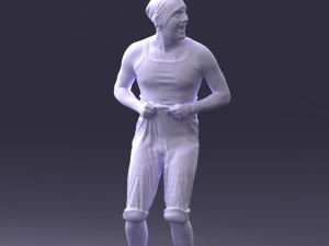 000421 Realistic Man Character Funny Pose Casual Outfit Full Body Scan 3D Model