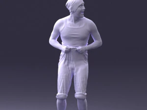 000421 Realistic Man Character Funny Pose Casual Outfit Full Body Scan 3D Model