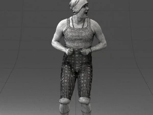 000421 Realistic Man Character Funny Pose Casual Outfit Full Body Scan 3D Model