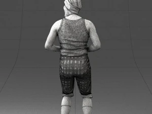 000421 Realistic Man Character Funny Pose Casual Outfit Full Body Scan 3D Model