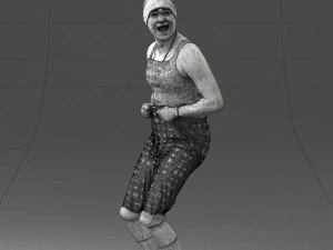 000421 Realistic Man Character Funny Pose Casual Outfit Full Body Scan 3D Model