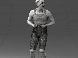 000421 Realistic Man Character Funny Pose Casual Outfit Full Body Scan 3D Model