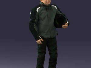 000423 Biker Male Character Holding Helmet 3D Scan 3D Model
