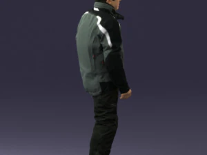 000423 Biker Male Character Holding Helmet 3D Scan 3D Model