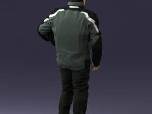 000423 Biker Male Character Holding Helmet 3D Scan 3D Model