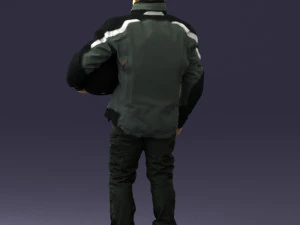 000423 Biker Male Character Holding Helmet 3D Scan 3D Model