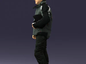 000423 Biker Male Character Holding Helmet 3D Scan 3D Model