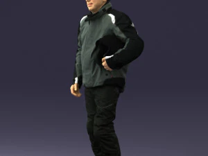 000423 Biker Male Character Holding Helmet 3D Scan 3D Model
