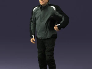 000423 Biker Male Character Holding Helmet 3D Scan 3D Model